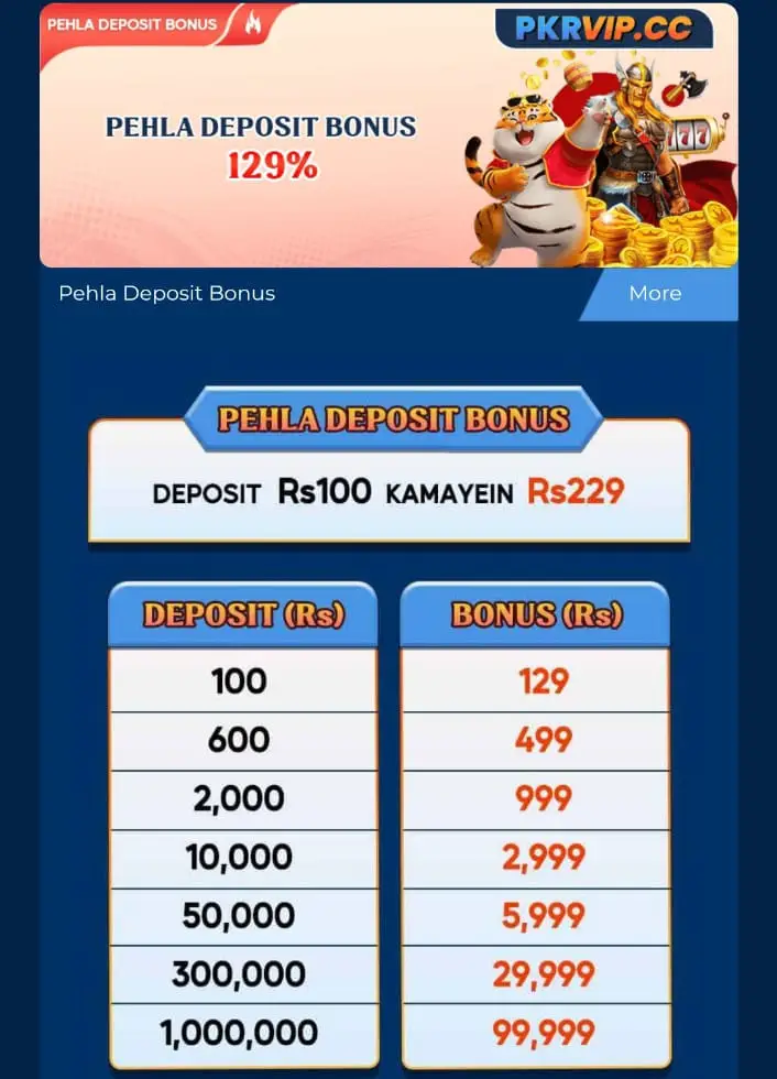 Pehla Deposit Pkrvip bonuses